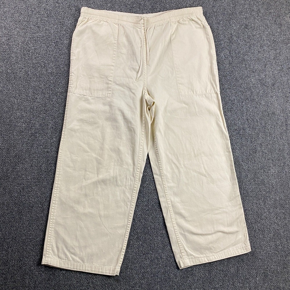 Vintage Merona Sport Pants Women's Medium Beige Capri Pull On Drawstring Cotton